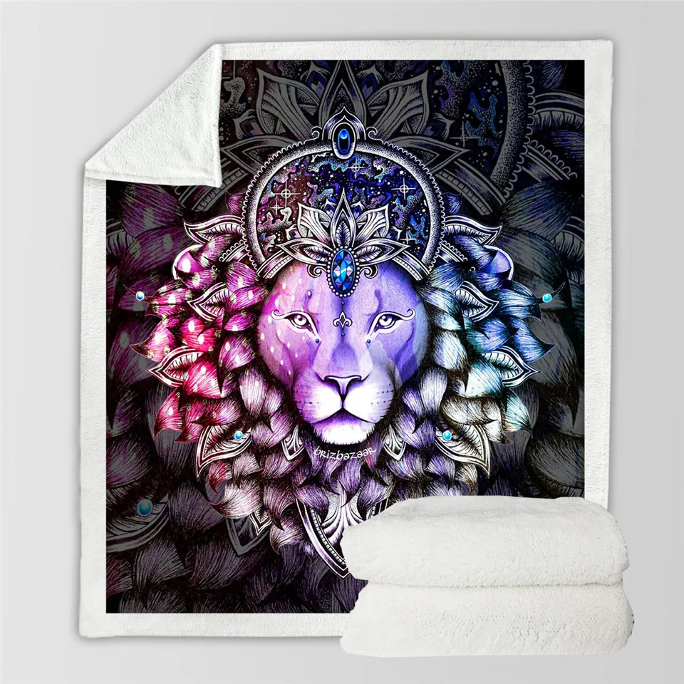 Leo Trippy Alien by Brizbazaar Sherpa Blanket Watercolor Throw Blanket The Third Eye Custom Blanket Mandala Saucerman Mantas De Cama - Цвет: Leo