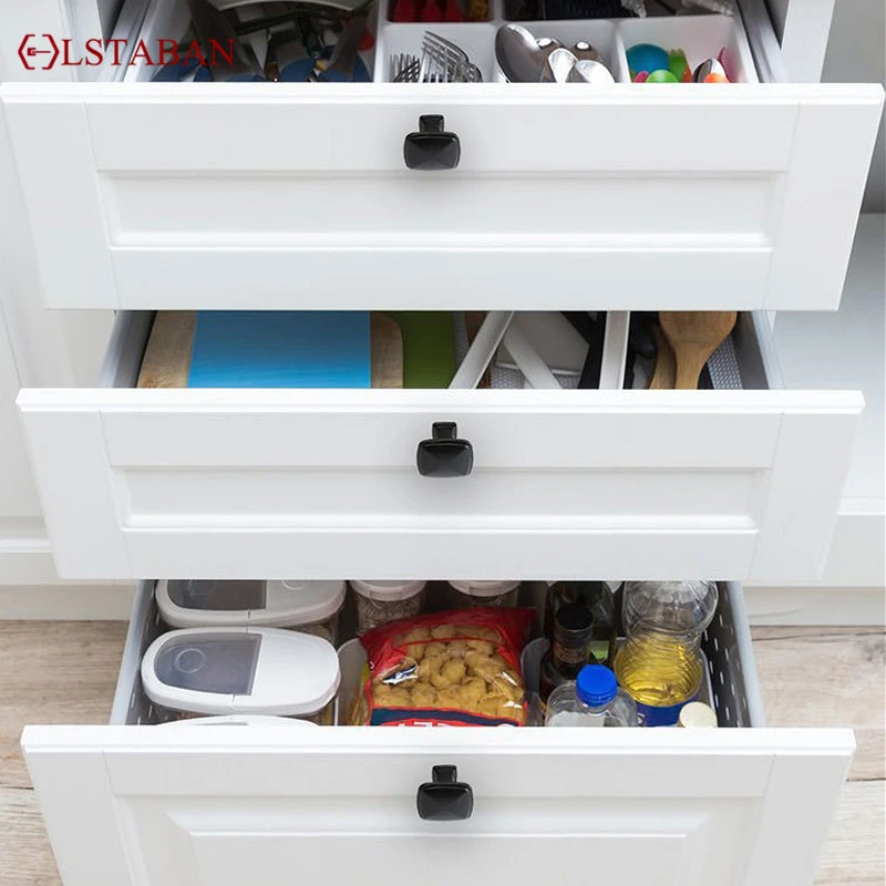 LSTABAN American Style Black Cabinet Handles Solid Aluminum Alloy Kitchen Cupboard Pulls Drawer Knobs Furniture Handle Hardware |