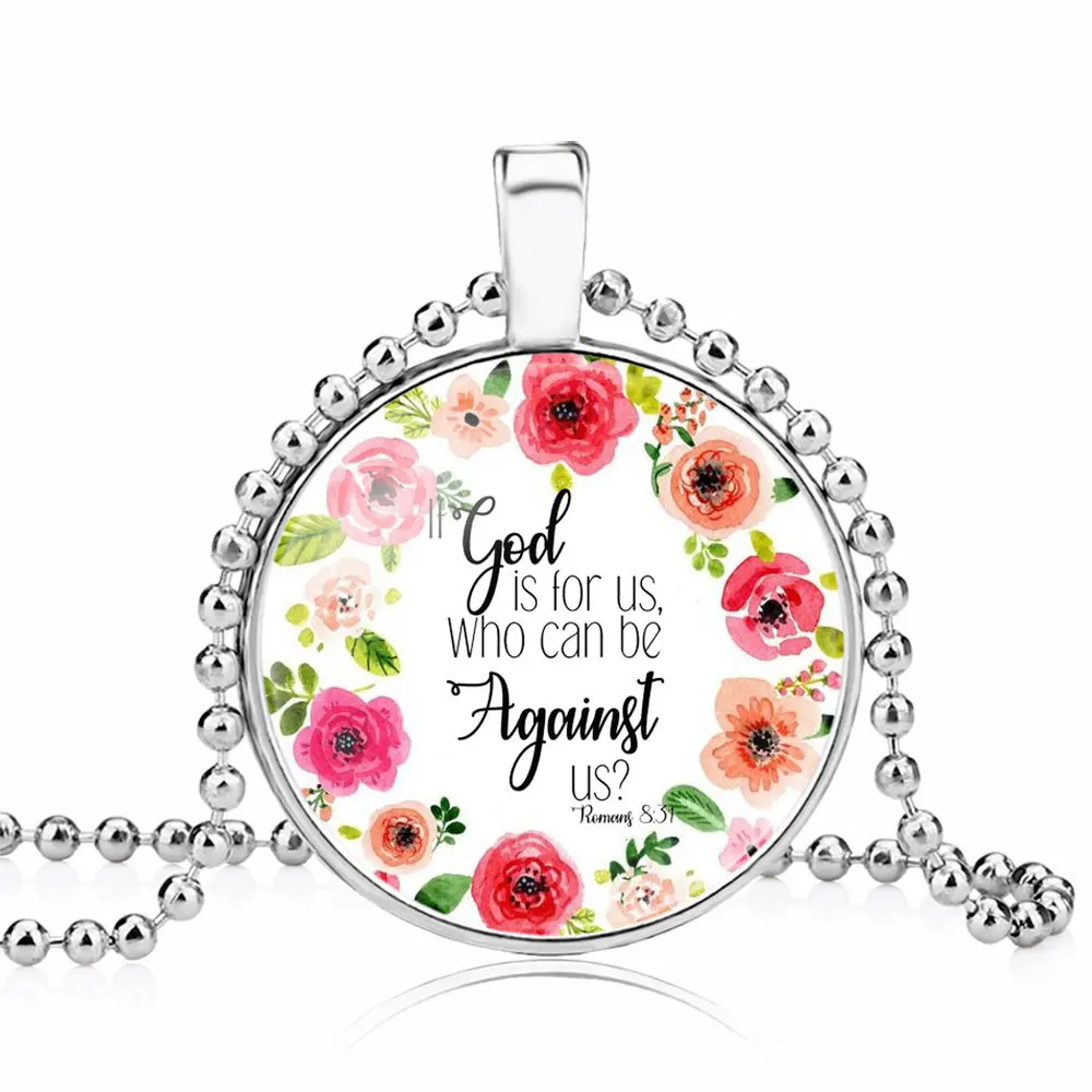 

Fashion Necklace Art Picture Print Glass Dome Charm Necklace Bible Scripture Jewelry Gift for Christianity