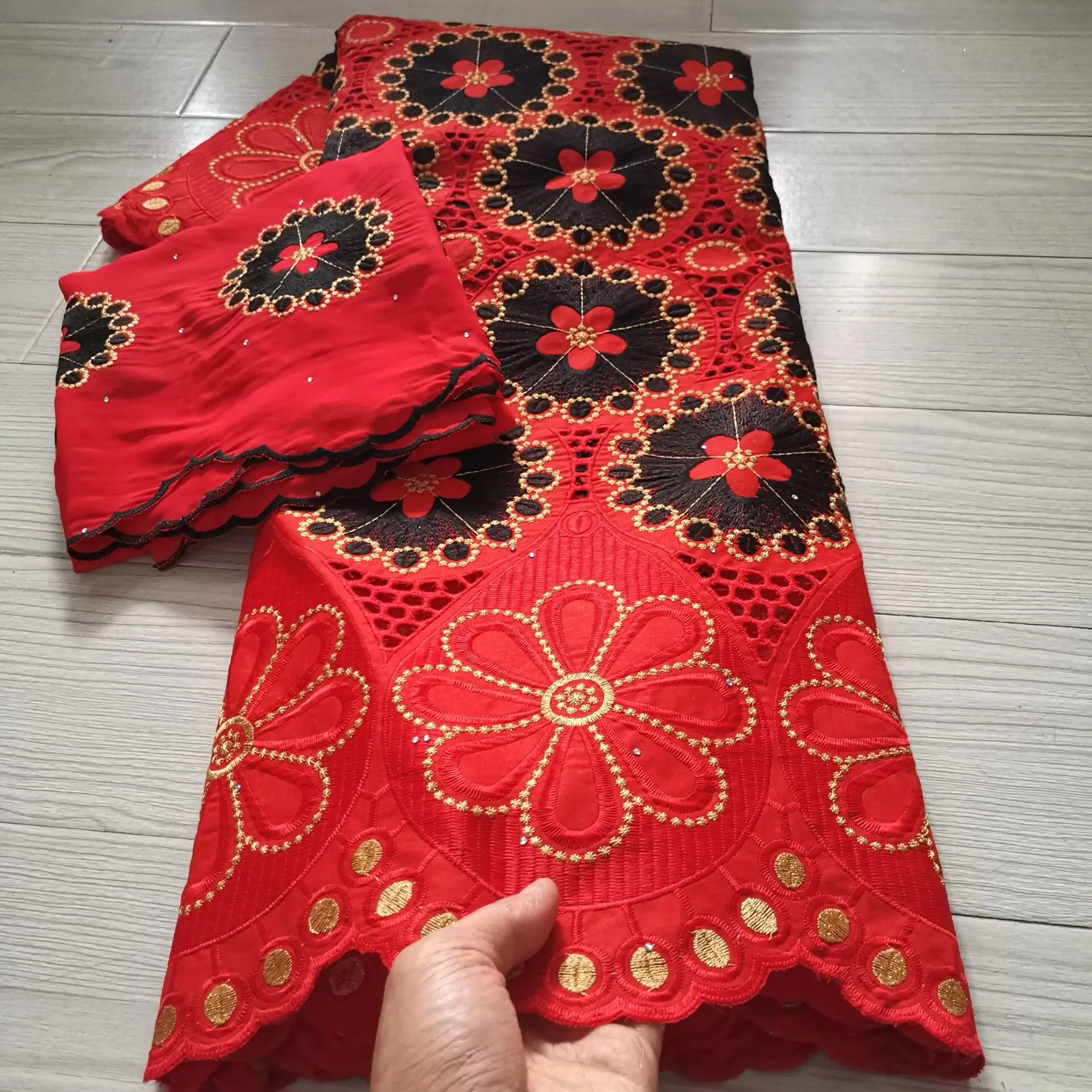 

Swiss Voile Lace Fabric High Quality Lace 2021 Swiss Lace Fabric With African Tulle Lace 5+2Yard