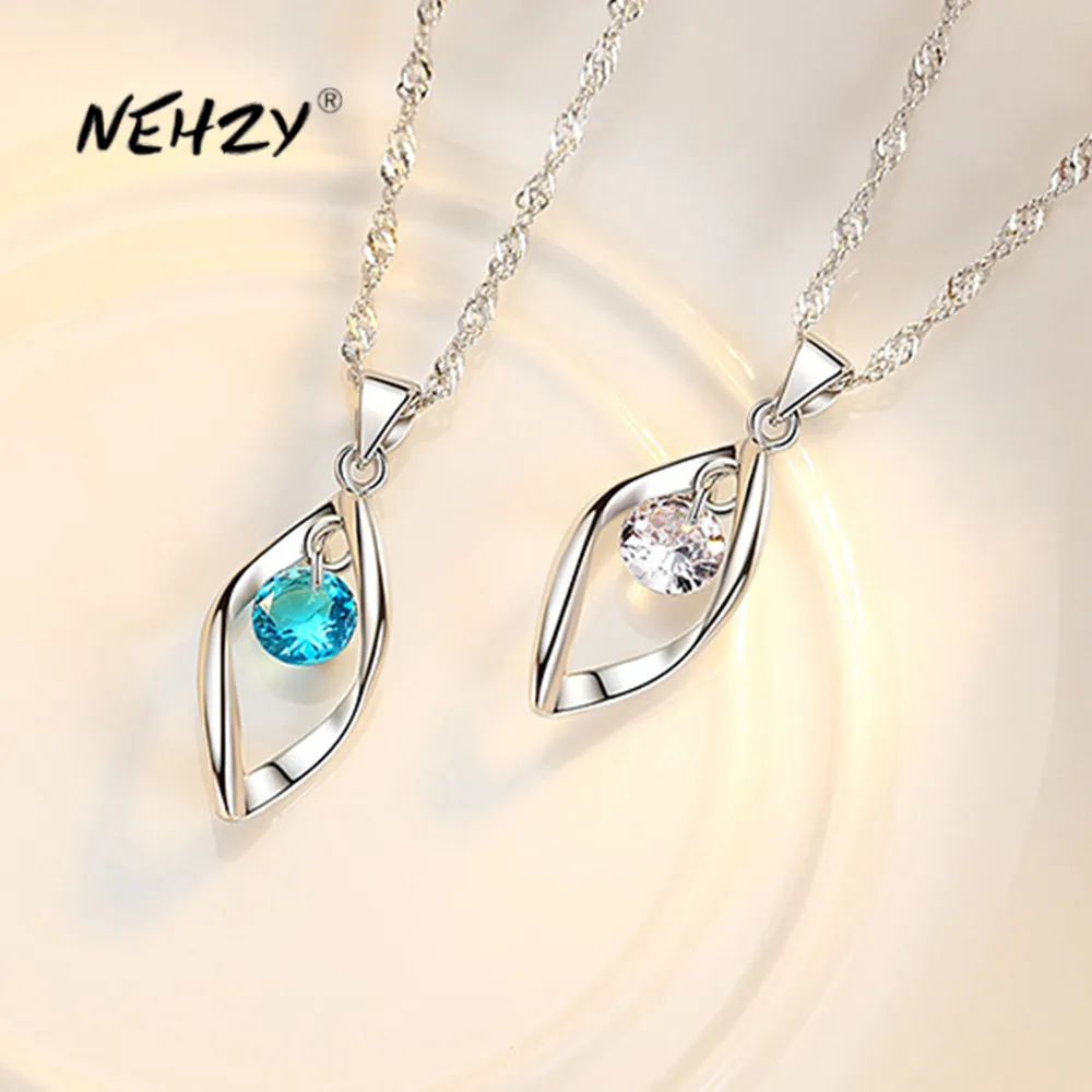 

NEHZY S925 штамп серебряные новые женские модные ювелирные изделия Высокое качество Кристалл Циркон полые капли Подвеска Ожерелье длина 45 см