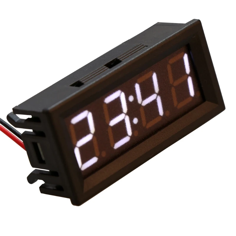 

0.56\" Digital Electronic Clock Temperature Voltage Meter LED 12V 24V 36v 48v Car 203C