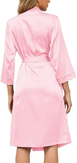 Халат-кимоно Женский Длинный атласный Шелковый Свадебный халатик для невесты и