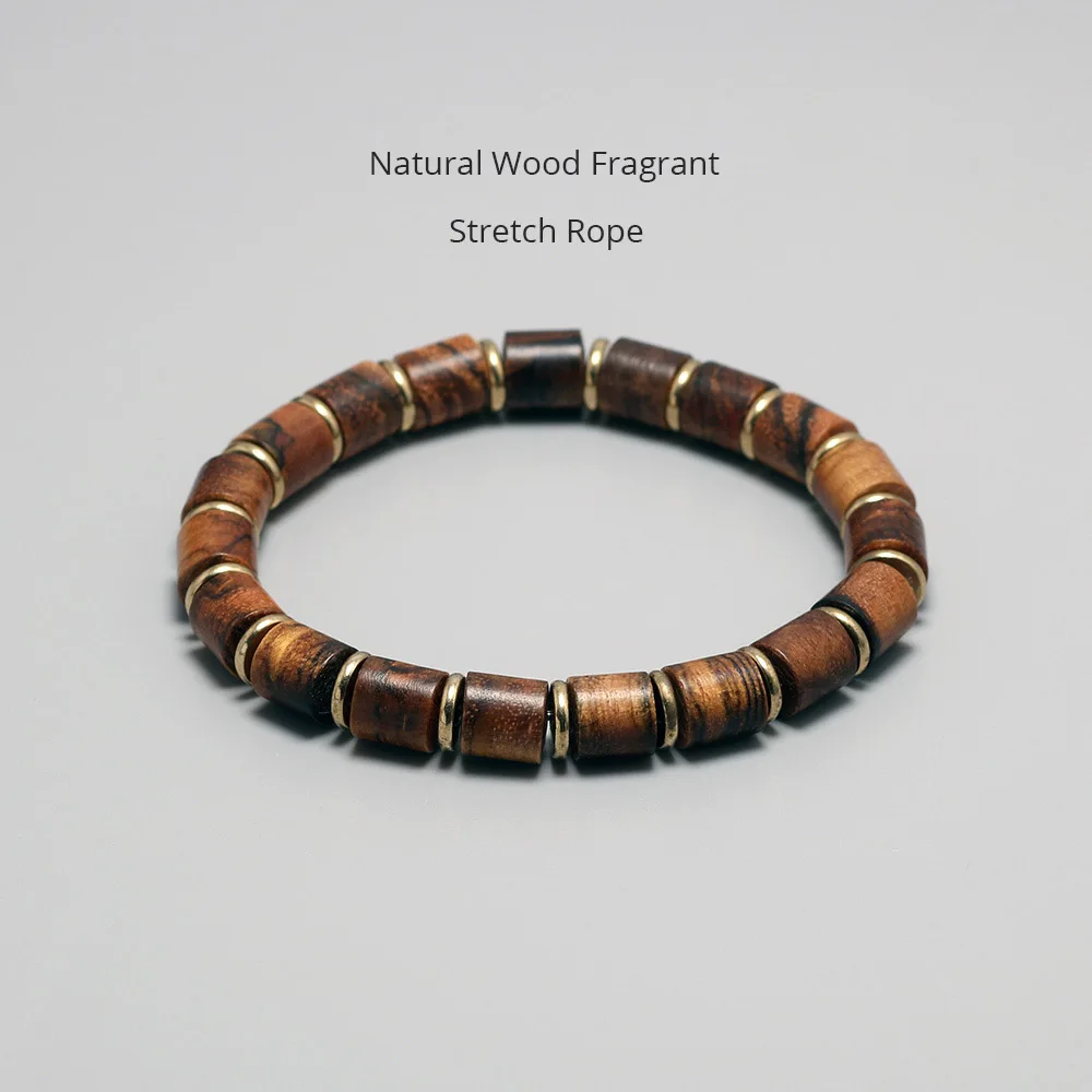 Натуральный Деревянный Браслет из бусин Nanmu мужской браслет ручной работы