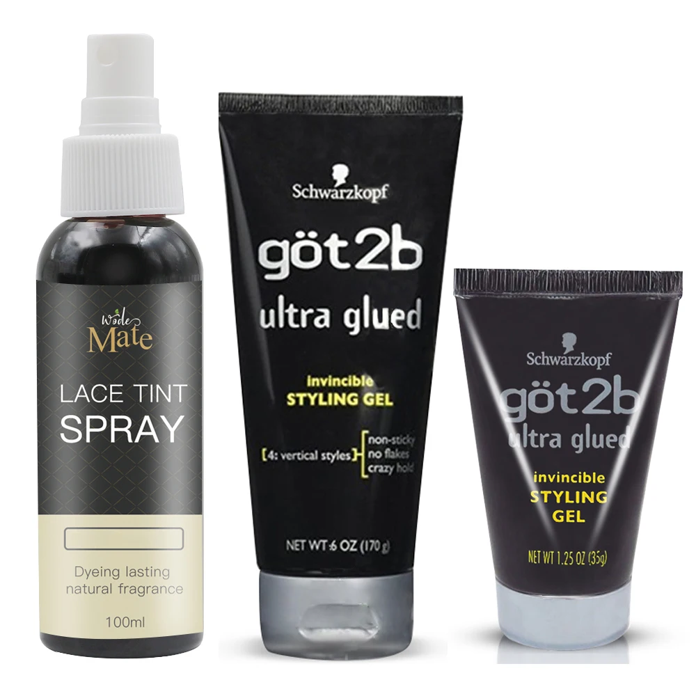 Hair Styling Gel Got2b Glued Gel+lace Tint Spray For Wigs Light Brown Dark Brown Lace Tint Mousse Lace Dyeing