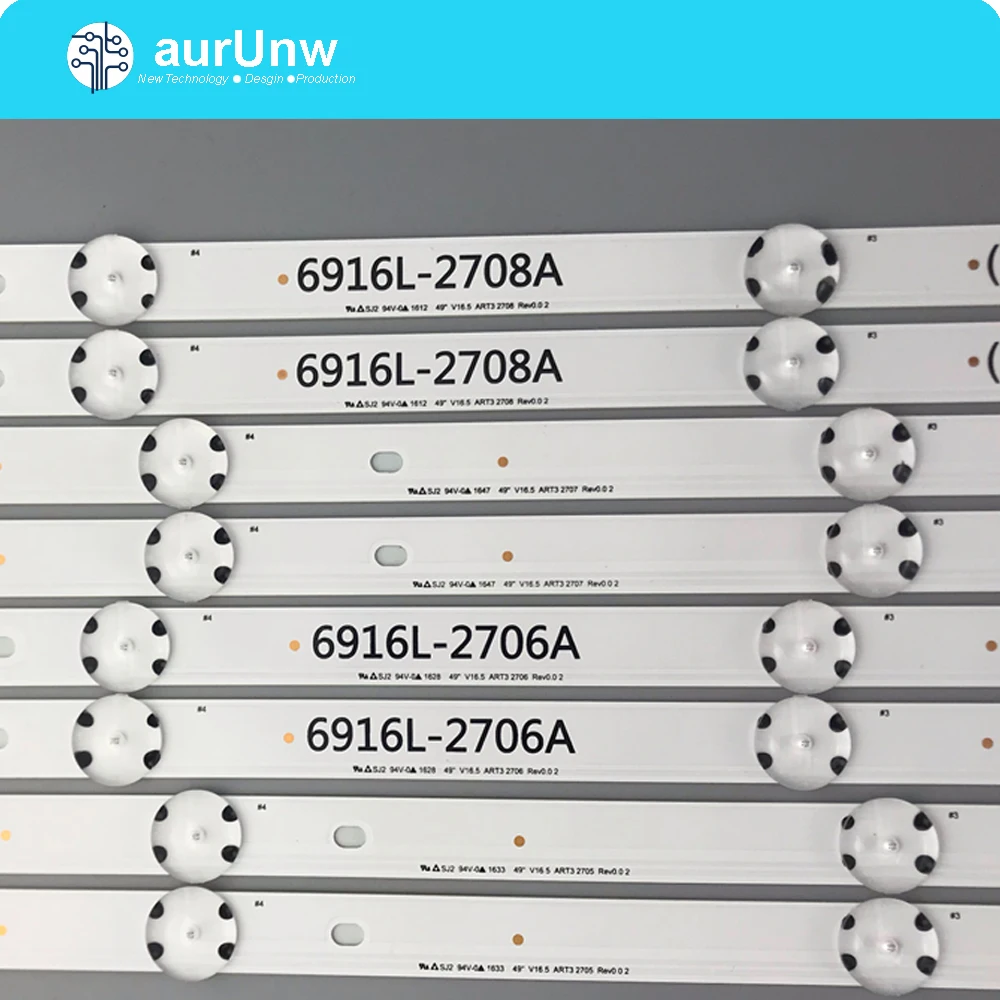 Светодиодная лента для подсветки телевизора LG 49LJ58300W 49UH603V 49UH620V LC490DGE 6916L-2705A 6916L-2706A 6916L-2707A 6916L-2708A