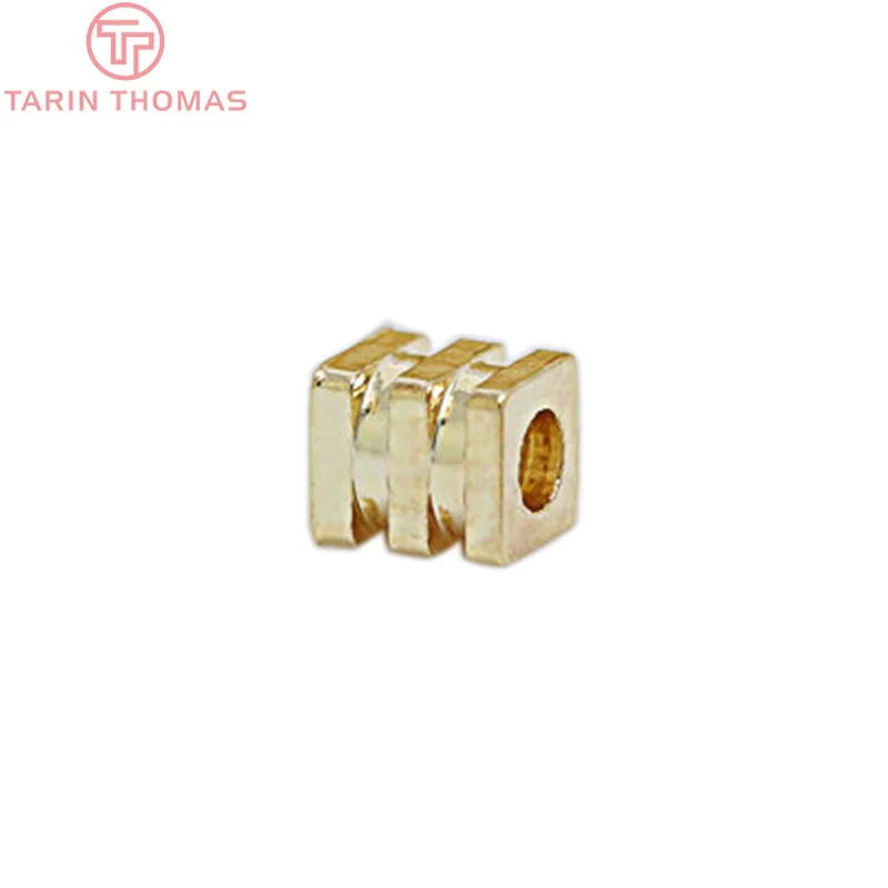 20PCS 3x3.5MM 24K Champagne Gold Color Plated Brass Square Beads Bracelet High Quality Diy Jewelry Accessories | Украшения и
