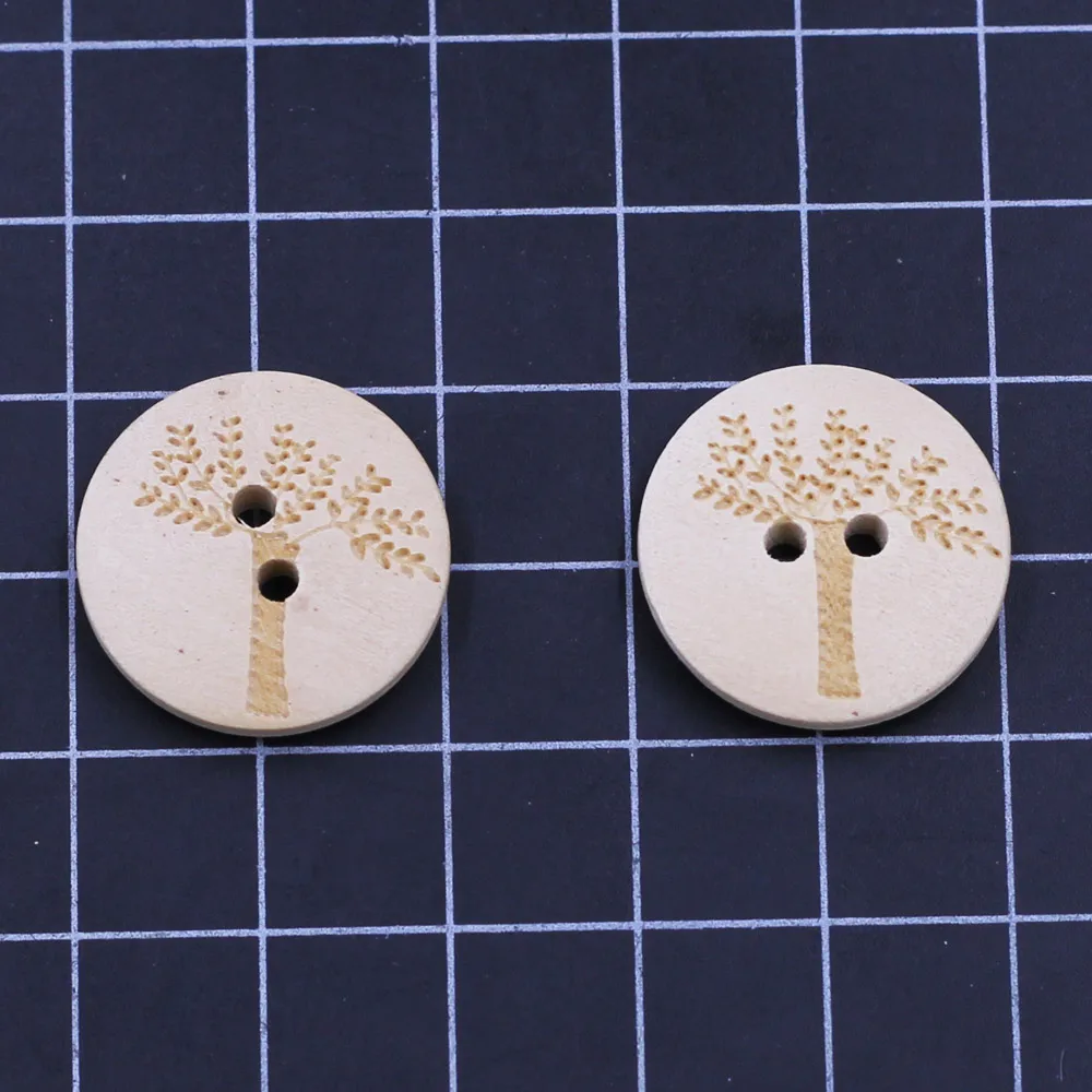 30 шт. 20 мм круглые деревянные швейные пуговицы с рисунком дерева 2 отверстия Скрап