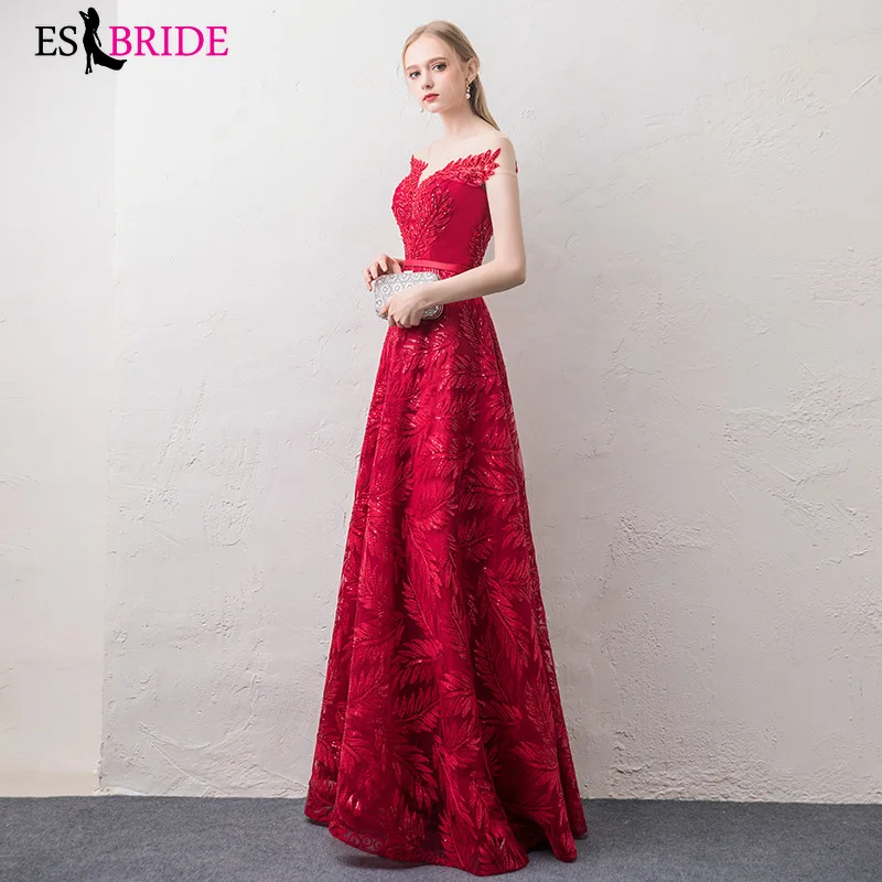 Вечернее платье с коротким рукавом длинное 2019 кружевной аппликацией для женщин