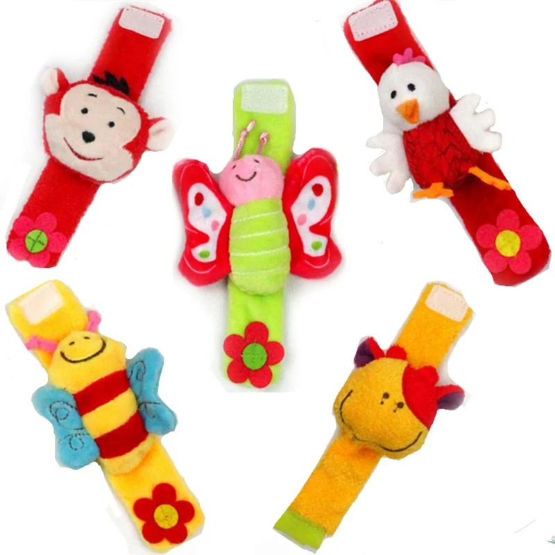 Cartoon Animal Baby Rattles Baby Toy Wrist Strap Children Infant Soft Handbells Plush Toy 0-12 Months I0349