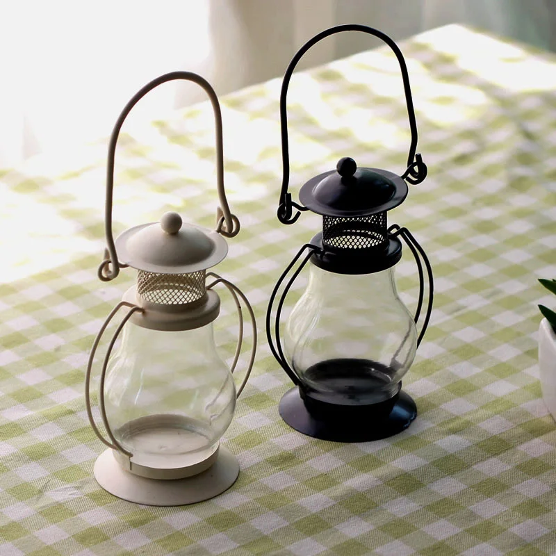 Reminiscent Iron Candle Holder Retro Kerosene Lamp Candlestick Home Decoration Bougie Jar Creative Lantern Ddecor Gift |