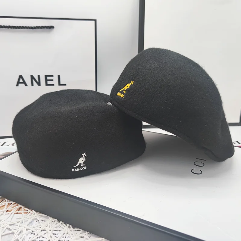 

Wool Kangaroo Beret Hat Women Korean Versatile Forward Hats Warm Walking Hat Ladies Solid Color Casual Winter Painter Hat Men