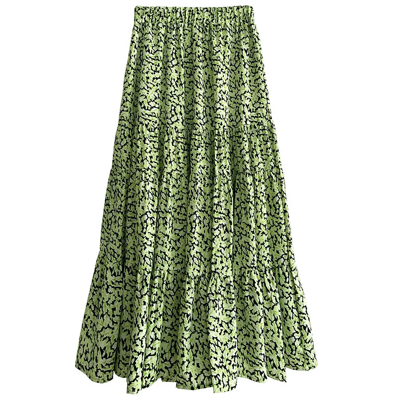 

Floral Pleated Skirt Medium Length Slim High Waist A-line Fishtail Skirt Women's Summer Bottom