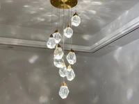 Nordic Modern Stair Chandelier Long Chandeliers Villa Stair led Chandelier Living Room Dining Room Crystal Pendant Lamp