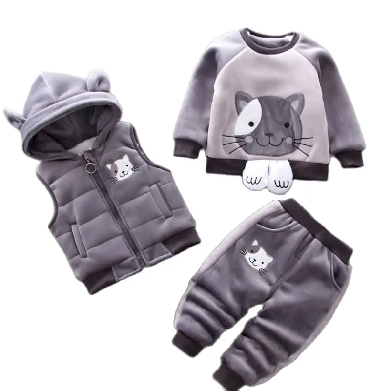 Теплый комплект для мальчиков и девочек зимний утепленный жилет с капюшоном