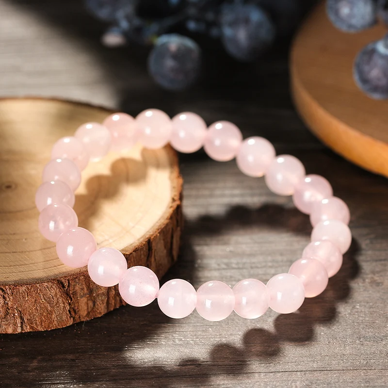 

ORSA JEWELS Pink Rose Quartz Bracelet for Women Men Natural Stone Bracelet Elastic 8mm Round Beads Bangle Lucky Woman Gift GMB22