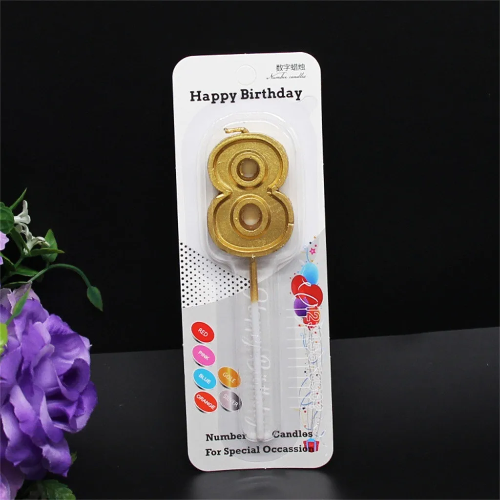 Блестящие говорящие столы цифры свечи Золотой номер 0 9 для дня рождения торта