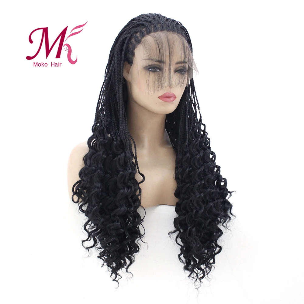 Парик для косплея Moko из черных вьющихся волос термостойкие волоконные