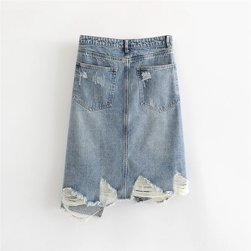 Женская джинсовая юбка OMIKRON Повседневная Джинсовая на пуговицах с разрезом