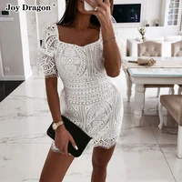 summer woman dress casual 2021 party mini bodycon sexy solid color lace hollow tassel short sleeve pullover spring clothing