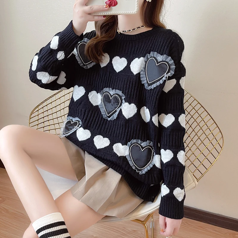 

Striped Women's Sweater Stripe Loose Cotton Autumn Winter Casual Clothing O-neck Fashion Long Sleeve Jumpers Houthion