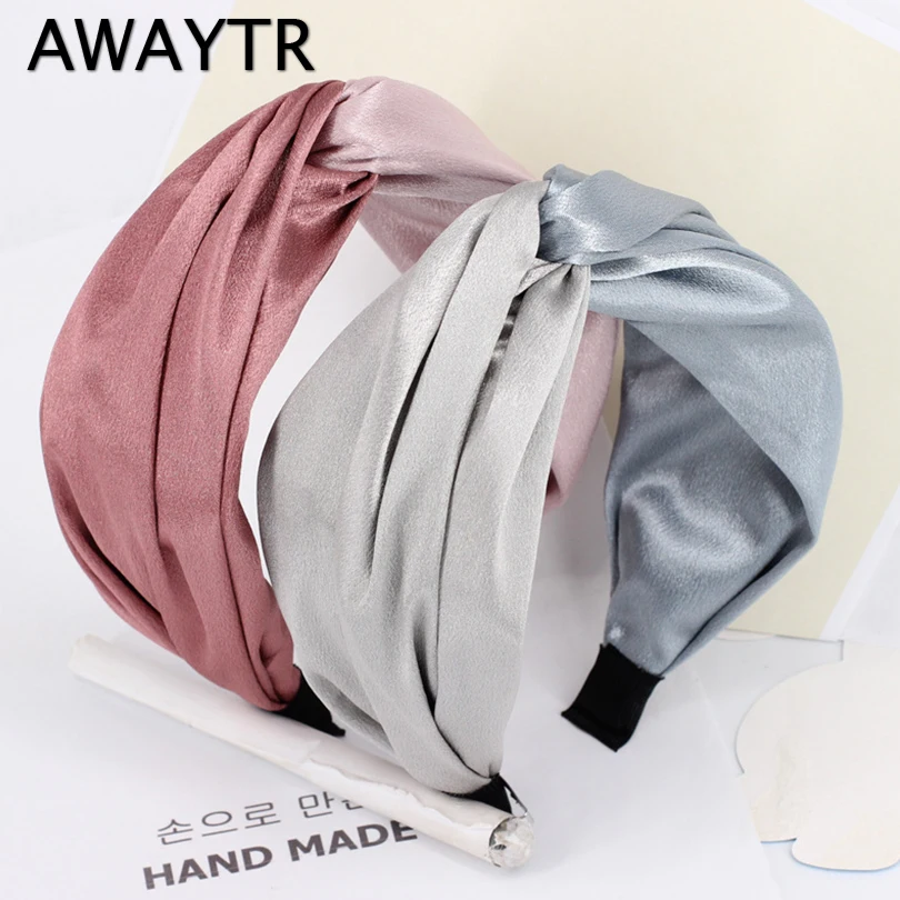 Женский ободок для волос AWAYTR широкий из шифона с вышивкой |