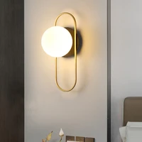 nordic golden wall lamp glass ball home decor foyer bedroom bedside light corridor aisle wall bracket sconce led 7w g9 bulb