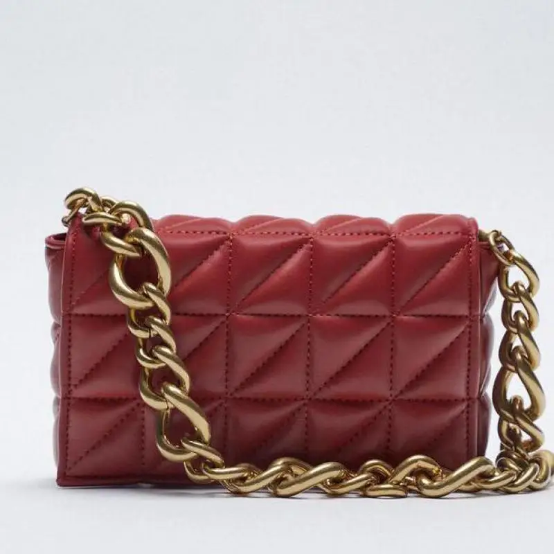 

Women's Handbag Green Small Flap 2021 Shoulder Bag Thick Metal Chain Women Clutch Bags Luxury Ladies Shoulder Purse
