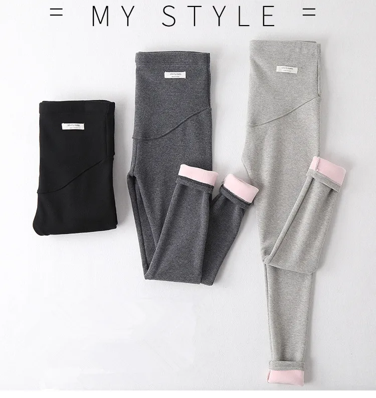 Winter Maternity Leggings Thick Adjustable Waist Velvet Line Pregnant Women Pregnancy Clothes Pants Ropa Mujer Maternal