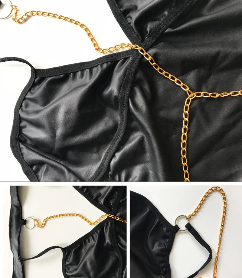 Горячее сексуальное женское белье из ПВХ блестящее нижнее искусственной кожи