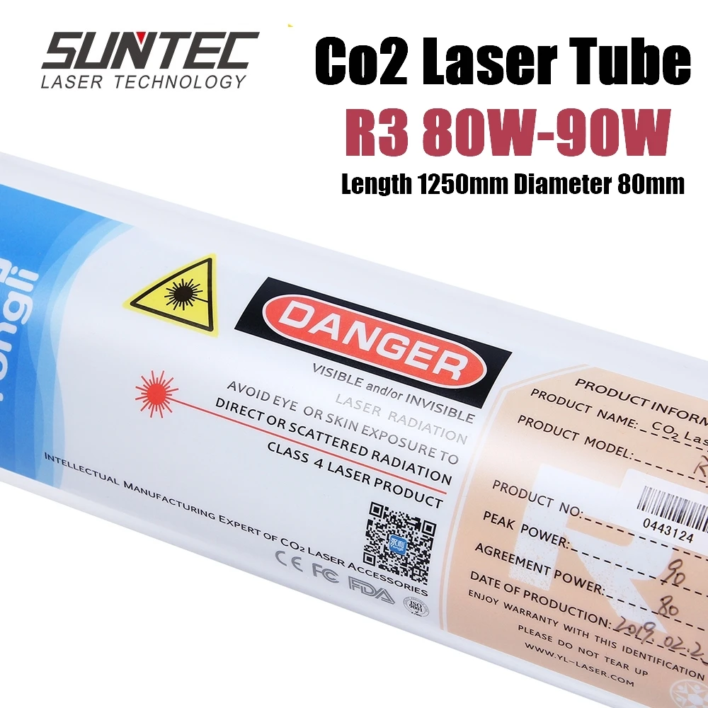 SUNTEC YL R3 80 Вт CO2 длина лазерной трубки 1250 мм диаметр. для гравировки резки с