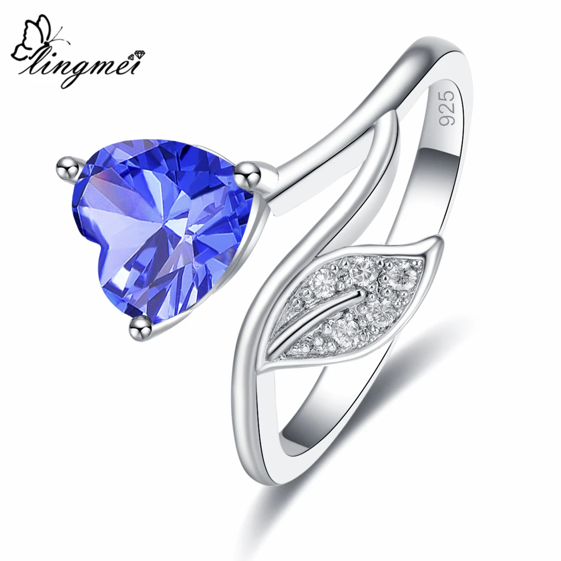 Lingmei оптовая продажа обручальные листья любовь романтическое сердце циркониевые