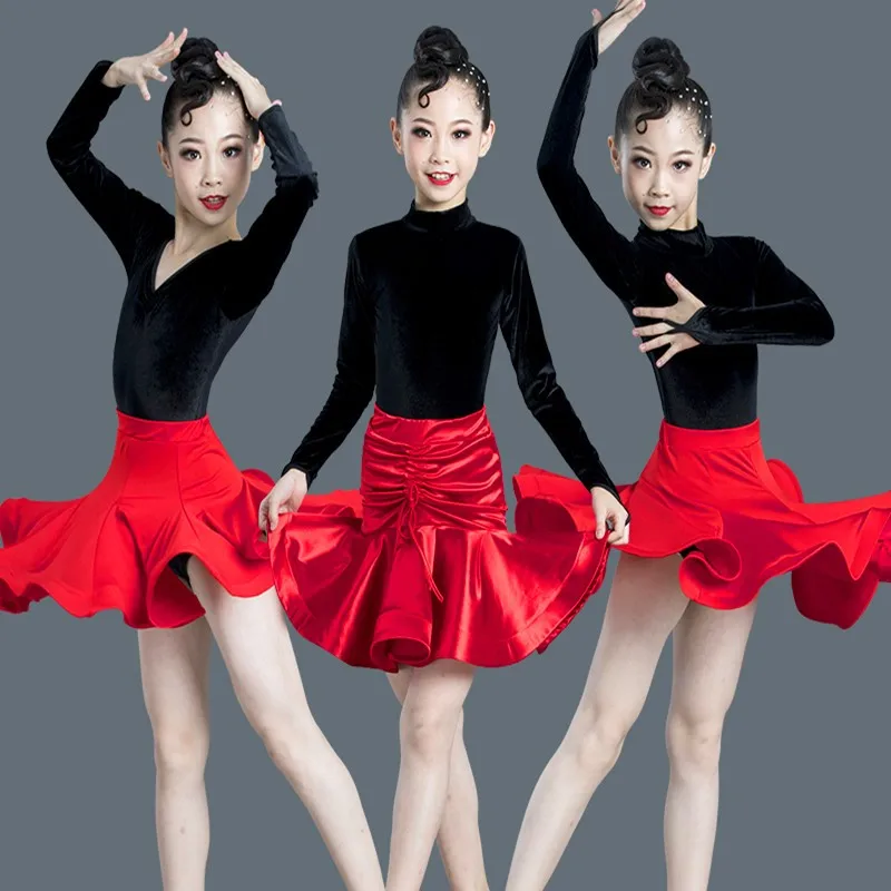 Leopard Print Girls Latin Dance Fringe Dress Kids Ballroom Competition Evening Party Stage Performance Clothing Top+skirt Set |