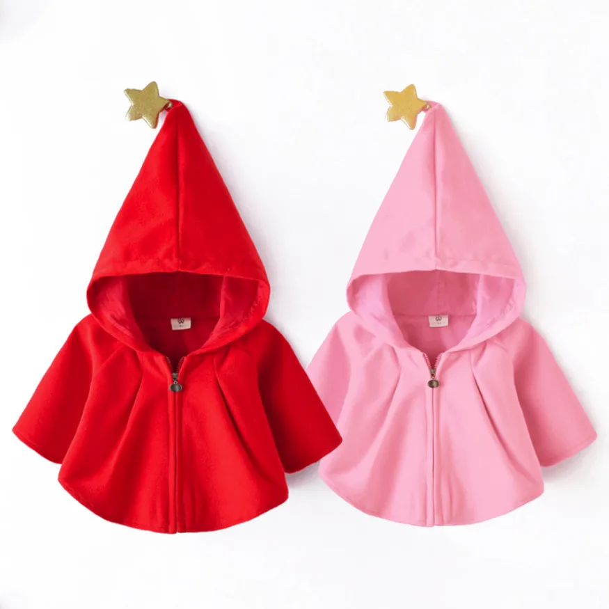 New Baby Girls Winter Coats Cute Christmas Red Cloak Jackets For Children Clothes Kids Toddler Type Jacket 18M-6T Gift | Детская одежда