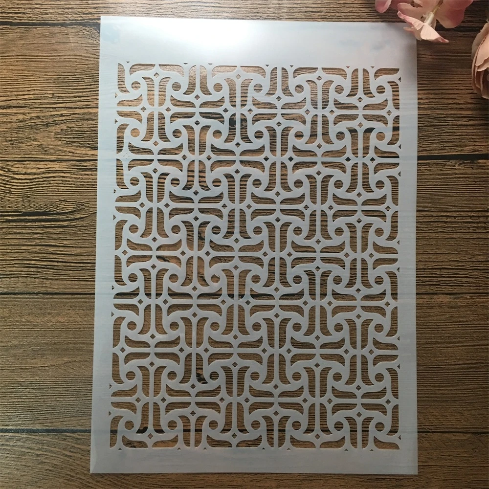 

A4 29cm Geometry Symbol Texture DIY Layering Stencils Wall Painting Scrapbook Coloring Embossing Album Decorative Template
