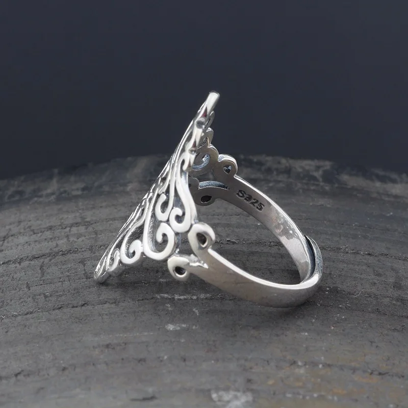 

Thai silver s925 pure silver han edition fashion hollow-out lozenge female fashion joker gift opening ring