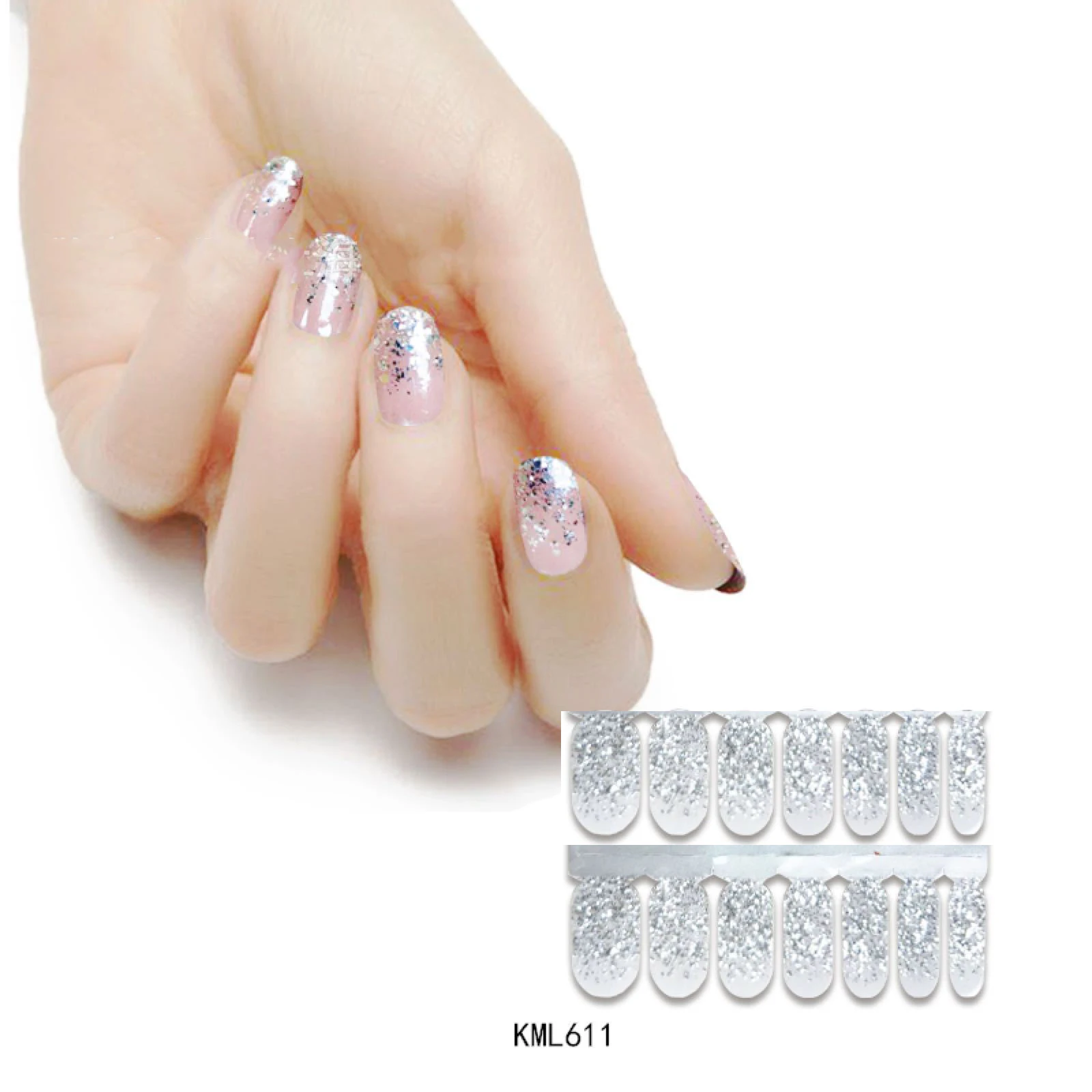 

14PCS/Set Glitter Self-adhesive Nail Stickers Polish Press On Removable Stickers Manicure Accessories Full Cover