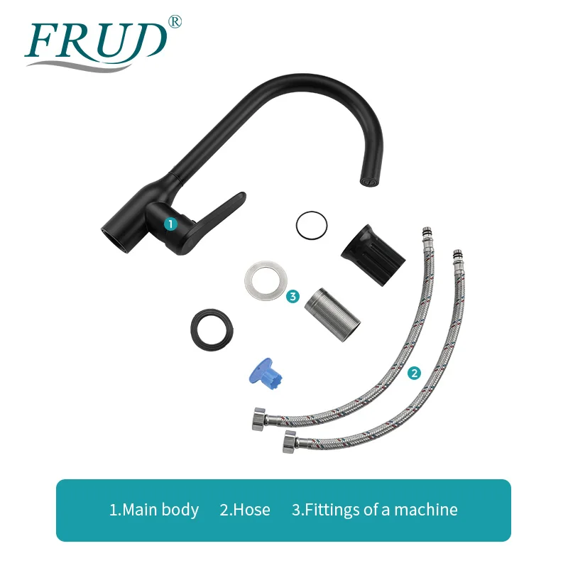 

FRUD Kitchen Faucet Blackened Stainless Steel Water Saving Rotatable Hot and Cold Water Switch Tap