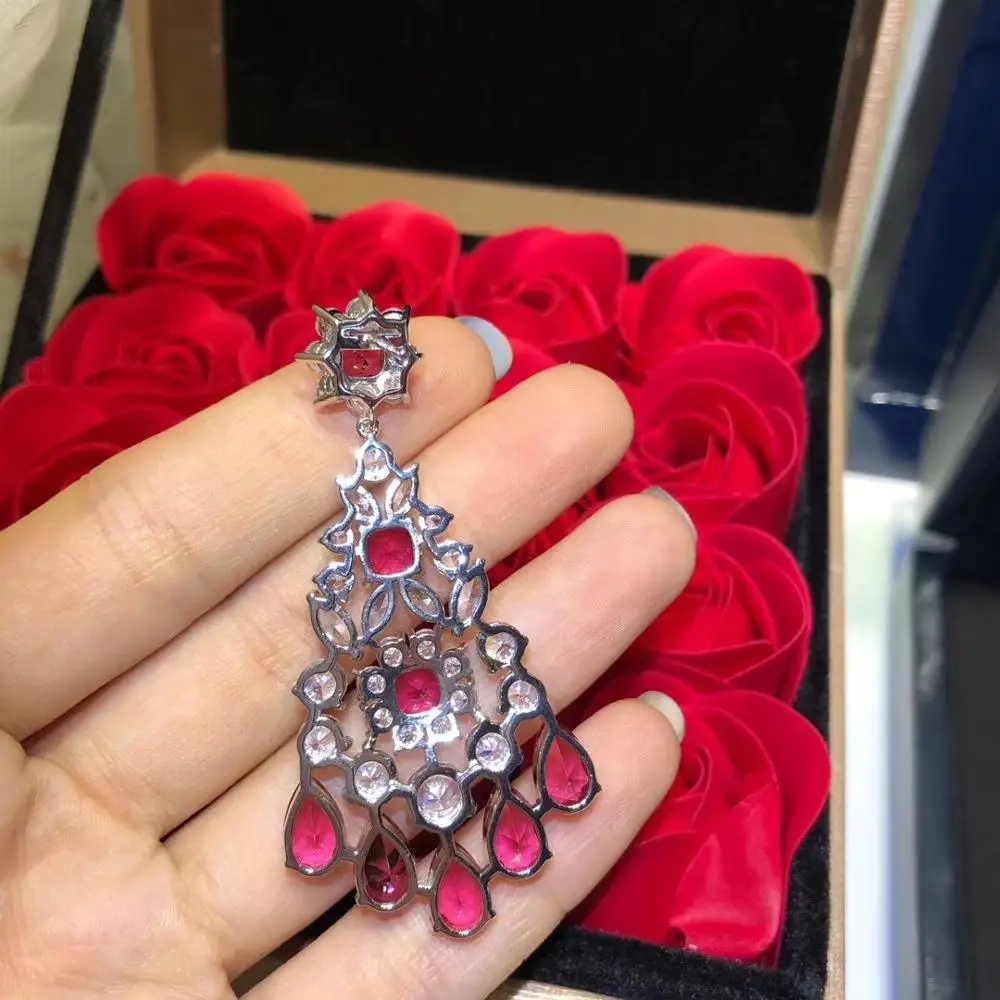 Серьги с блестящим драгоценным камнем цветочные серьги натуральным кристаллом