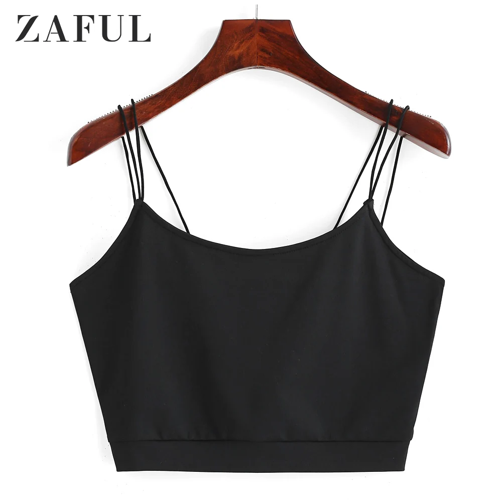 Женский укороченный топ на бретельках ZAFUL однотонный облегающий повседневный