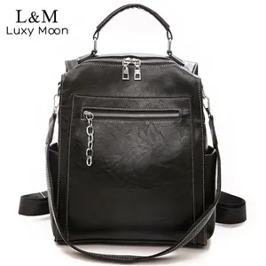 Кожаный школьный ранец для женщин, повседневный вместительный многофункциональный винтажный черный рюкзак на ремне для девочек-подростков, XA158H, 2021