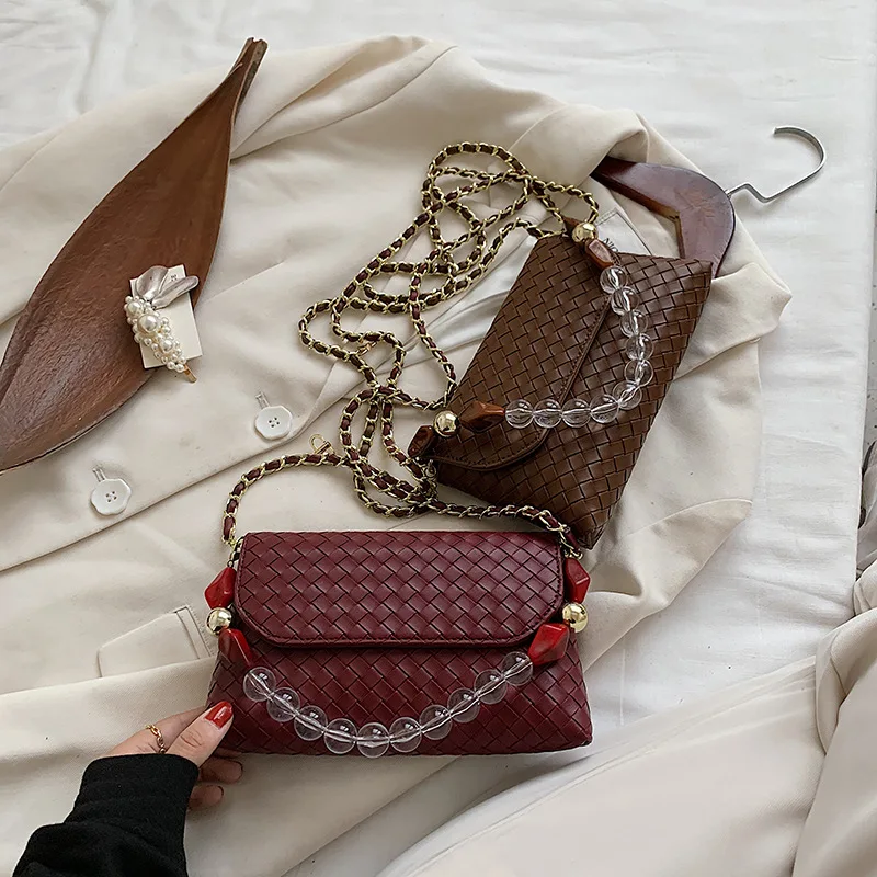 

Luxury Handbags Women Bags Designer Chain Bag High Quality Pu Leather Woven Bag Messenger Bags For Women 2020 Bolsa Feminina