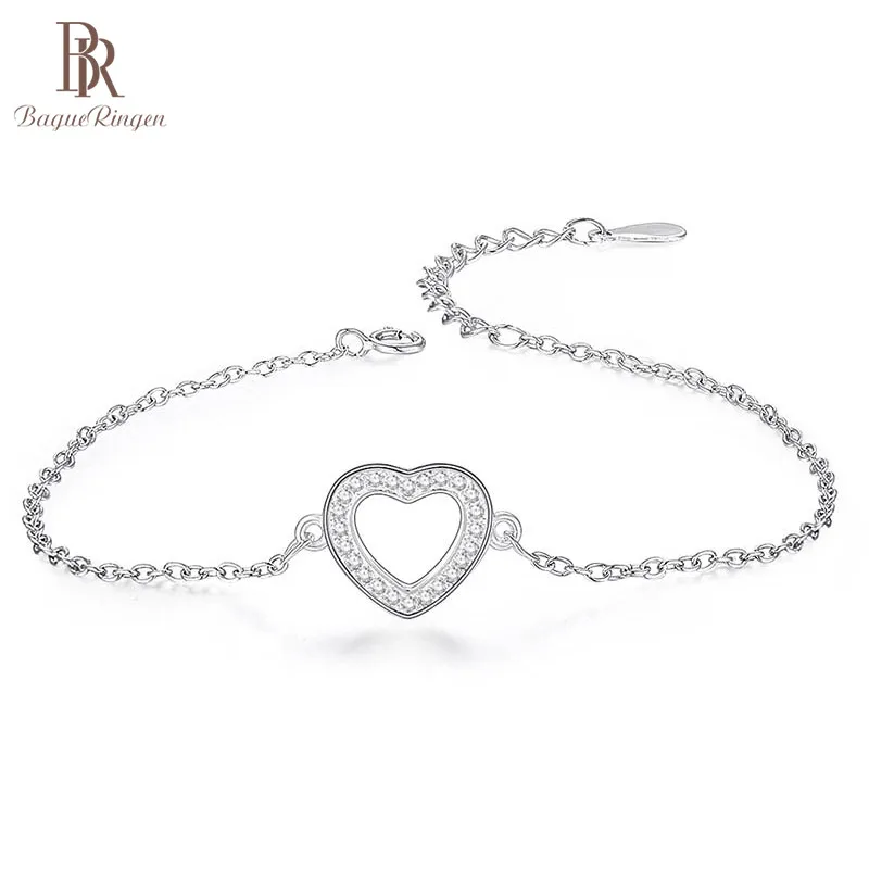 Женский браслет в форме сердца Bague Ringen серебро 925 пробы ювелирное изделие