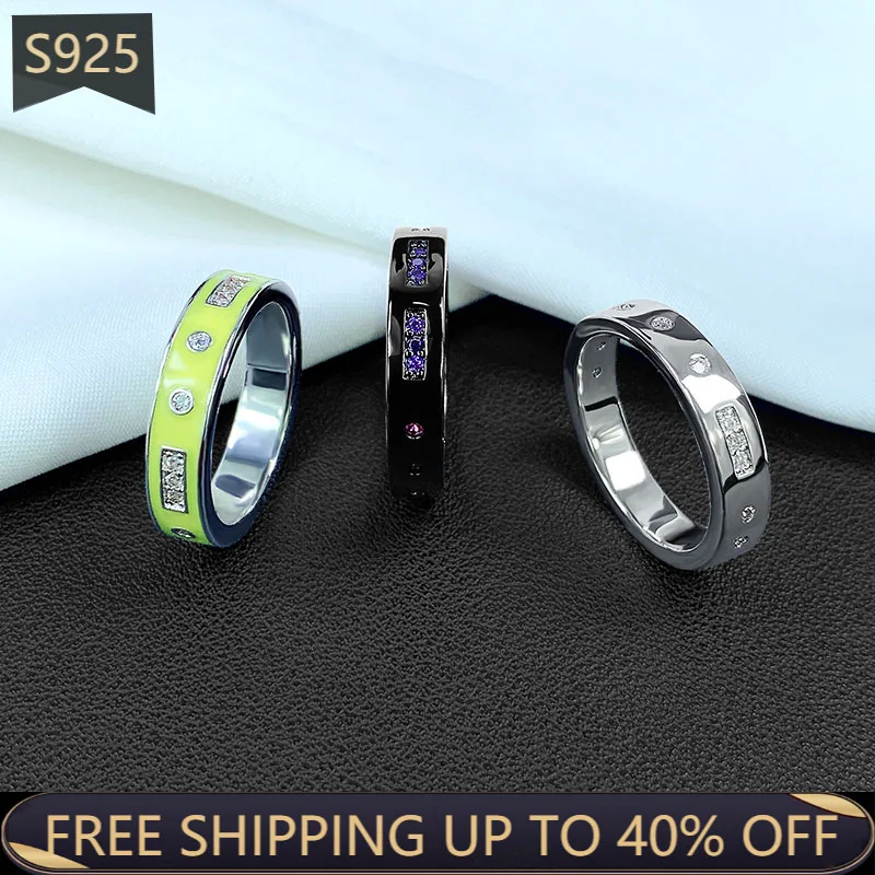 

925 Sterling Silver Ring 3A Zircon Monaco Jewelry Morse Code Couples Fashion Trend Style Europe And America Luxury Brand