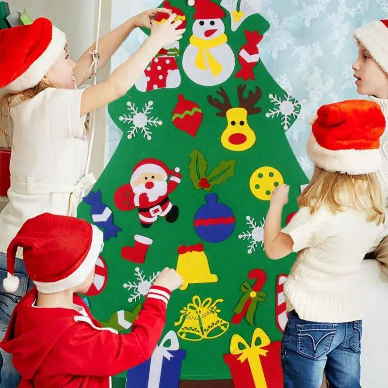 

Xmas Decor Set Wall Hanging Kids Gifts Home Party Supply DIY Felt Christmas Tree
