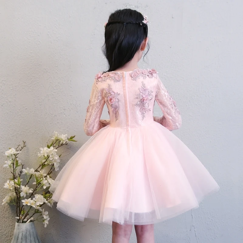 Весенние красные платья с цветами для девочек на свадьбу Розовое Кружевное