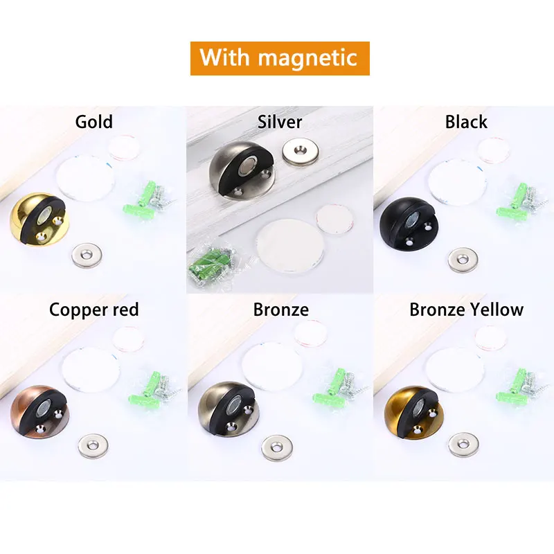 

Zinc Alloy Rubber Door Stopper Non Punching Sticker Hidden Door Holder Catch Floor Mounted Nail-free Door Hardware High Quality