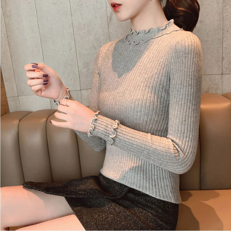 Winter Solid Ladies Sweater And Pullovers CasualO-Neck Knitted Sueter Mujer Tops Women Long Sleeve Sweet Korean Jump | Женская одежда