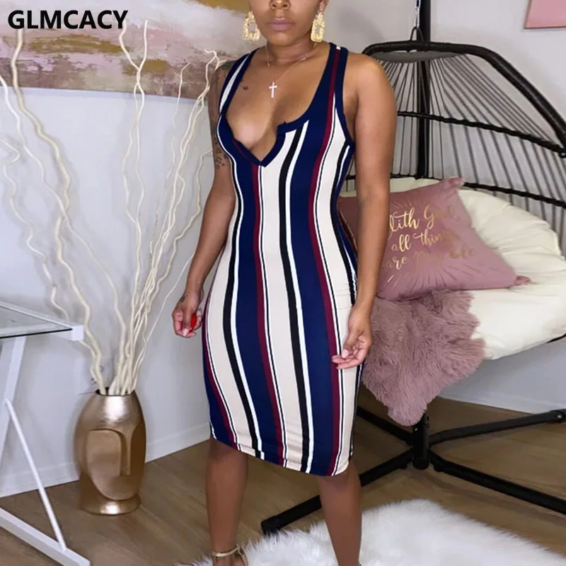 Женское повседневное летнее платье с V образным вырезом облегающее миди в