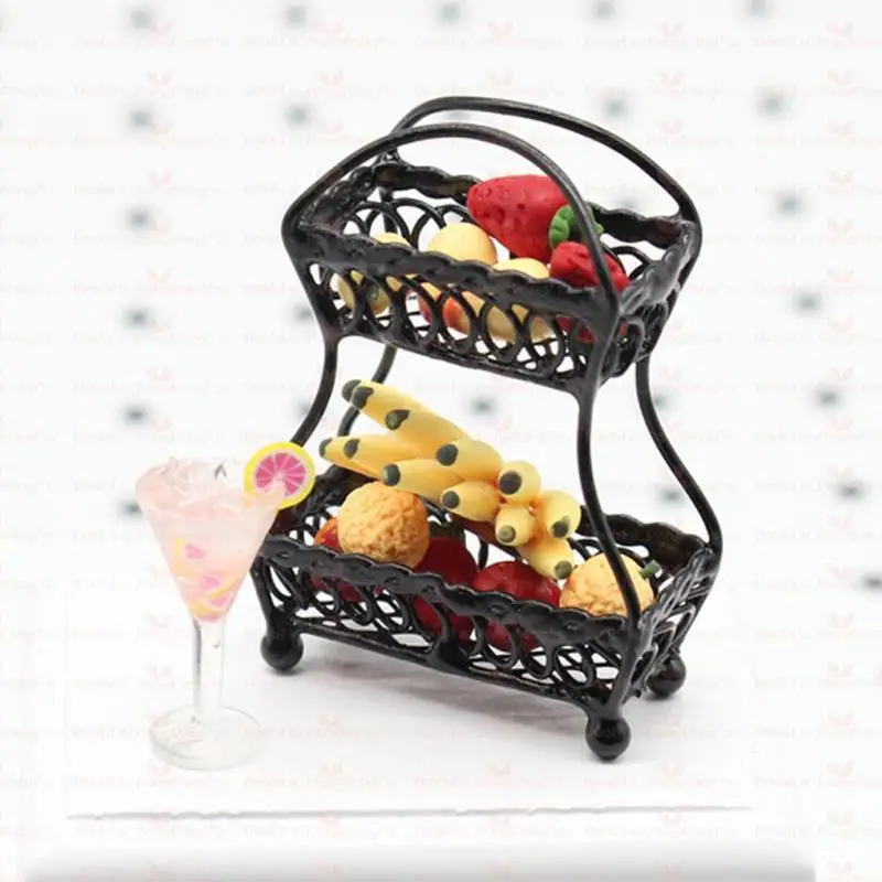 

Mini Simulation Model Metal Fruit Basket Furniture Fruit Kitchen Toys 1: Scene Accessories Vegetables Basket 12 Dollhouse Q0R4